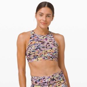 Lululemon Seawheeze Super Sonic Alpine White Purple Multi Energy Bra High Neck